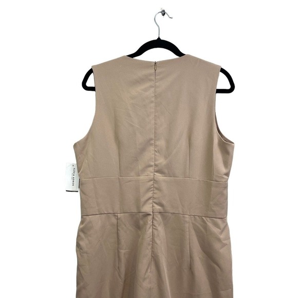 Alexia Admor Sheath Dress Plunge V Neck Sleeveless Lined Cuban Sand Women Size L - Picture 6 of 7